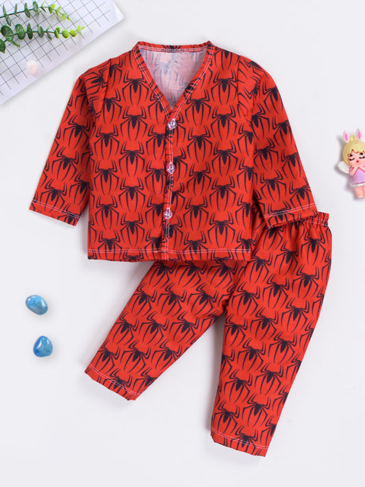 Dress your little hero in this vibrant and stylish 2-piece spider-printed outfit 🕷️🕸️