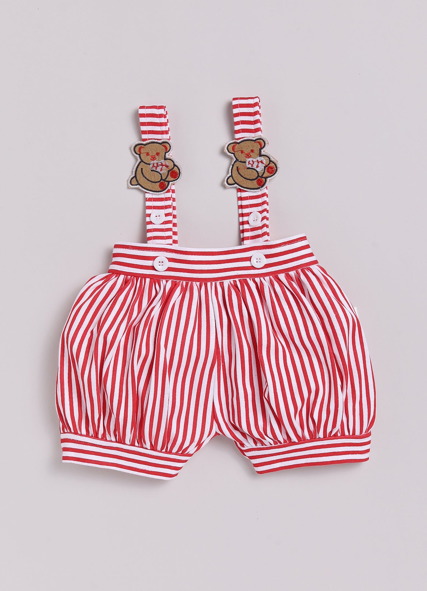 Baby Cotton Dungaree Set with Striped Half-Sleeve T-Shirt