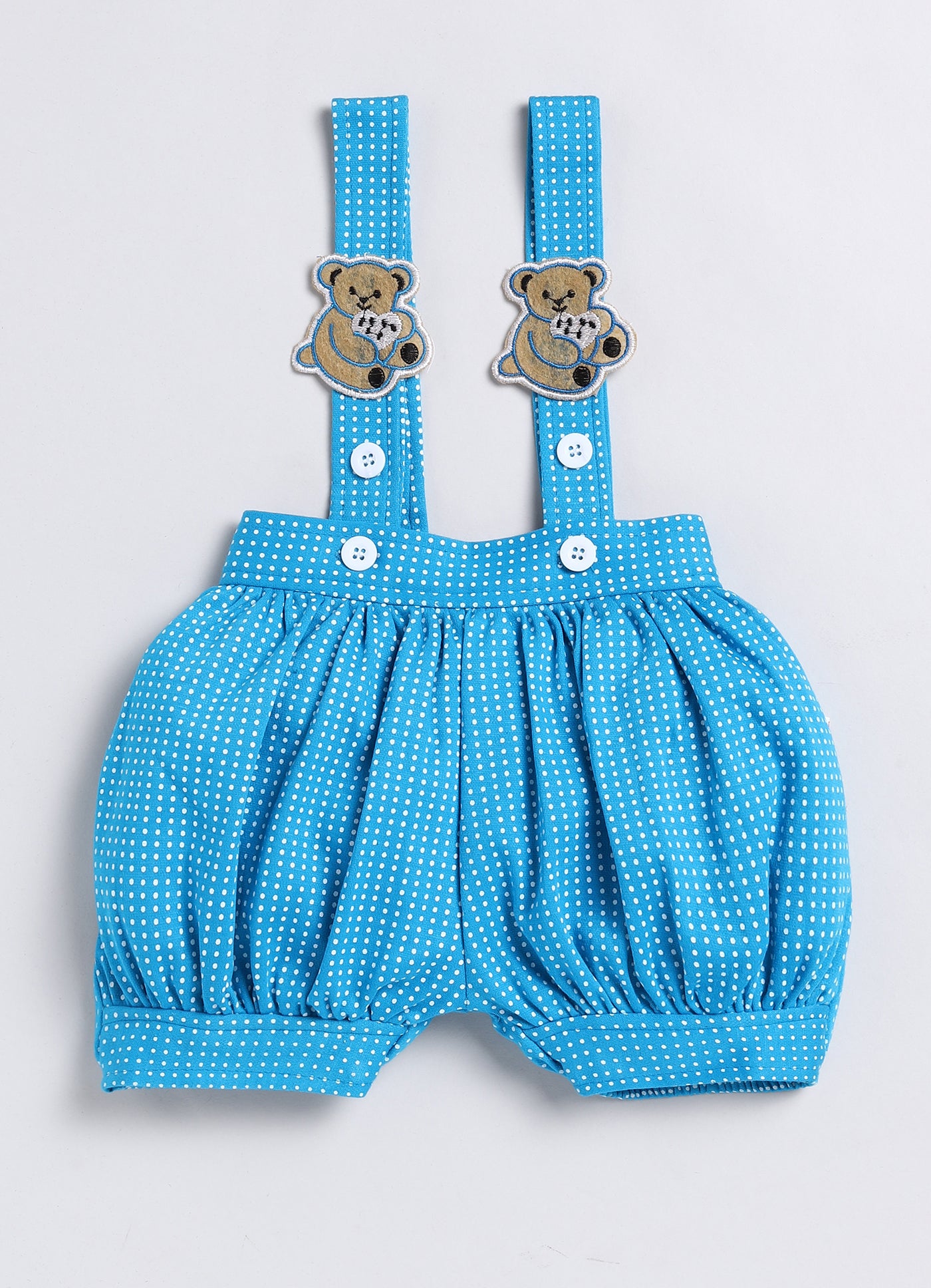 Baby Cotton Dungaree Set with Striped Half-Sleeve T-Shirt