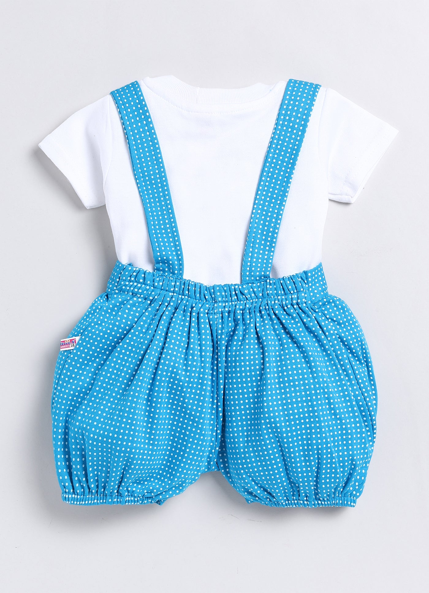 Baby Cotton Dungaree Set with Striped Half-Sleeve T-Shirt