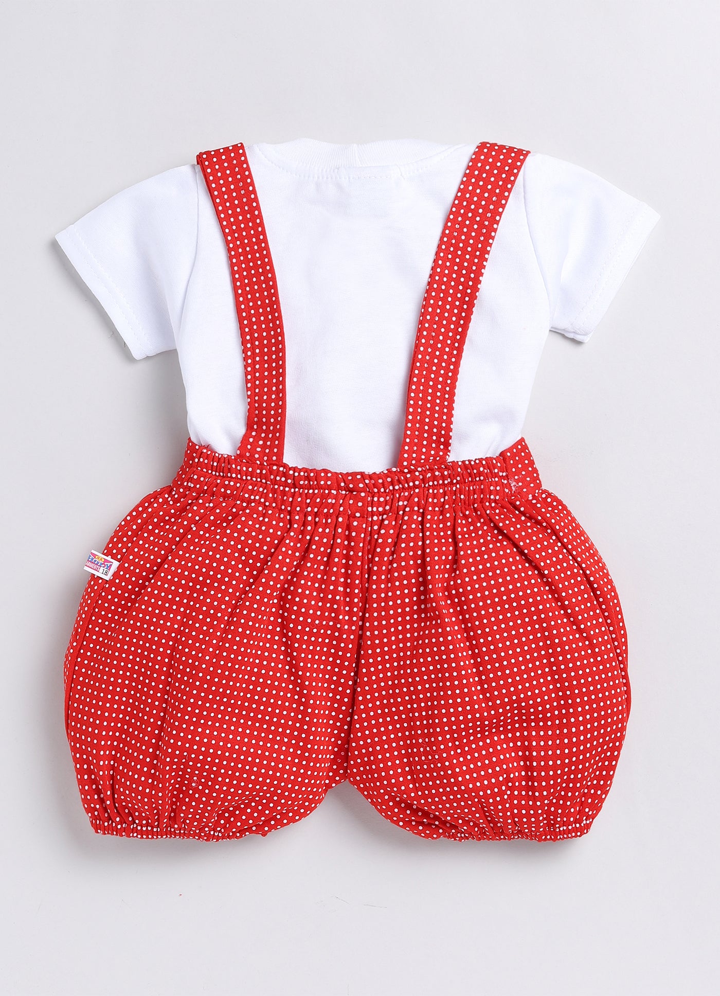 Baby Cotton Dungaree Set with Striped Half-Sleeve T-Shirt