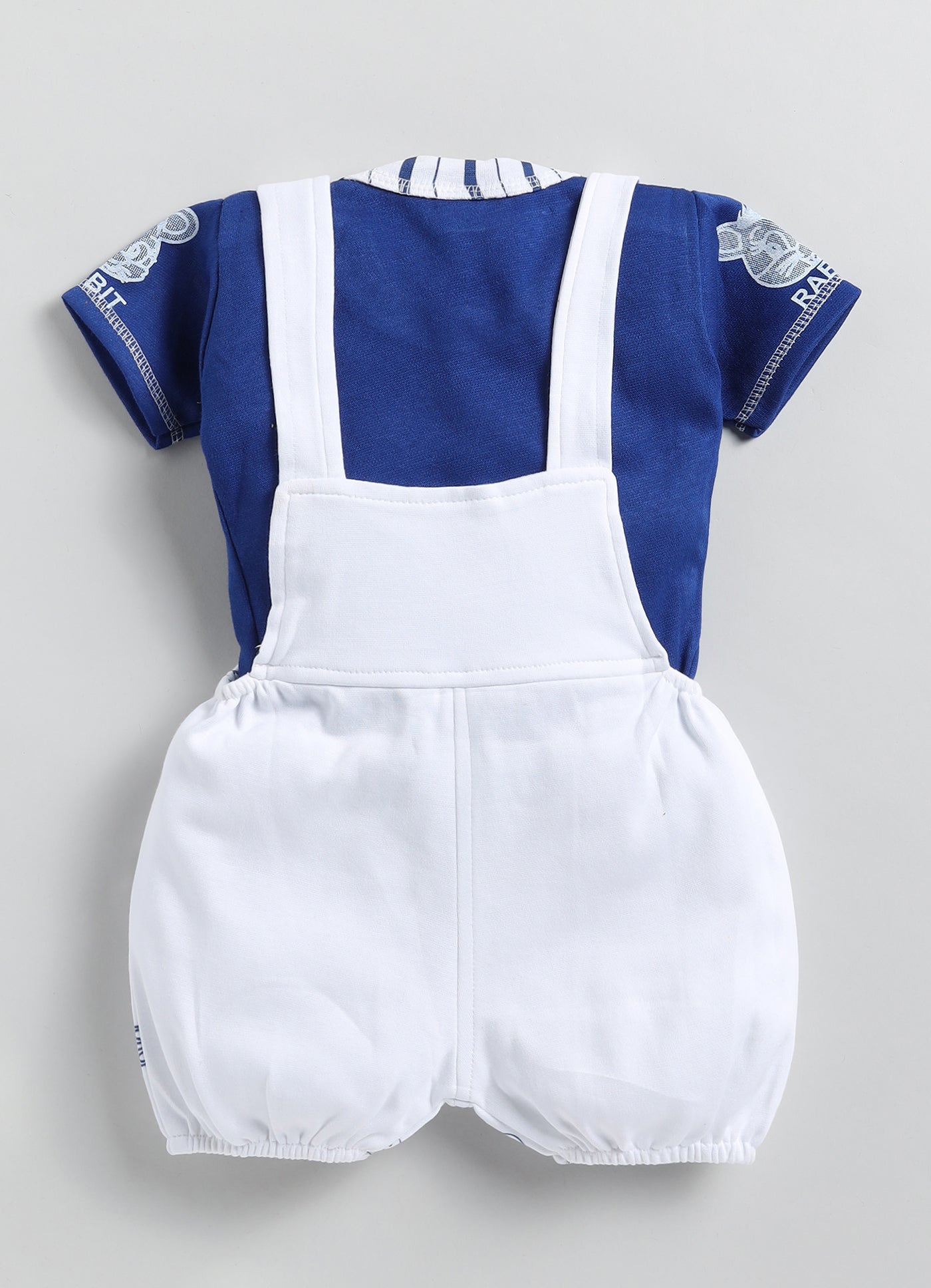 Baby Cotton Dungaree Set with Striped Half-Sleeve T-Shirt