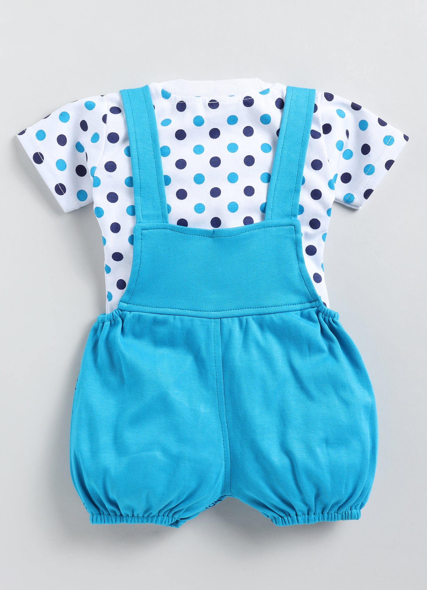 Baby Cotton Dungaree Set with Striped Half-Sleeve T-Shirt