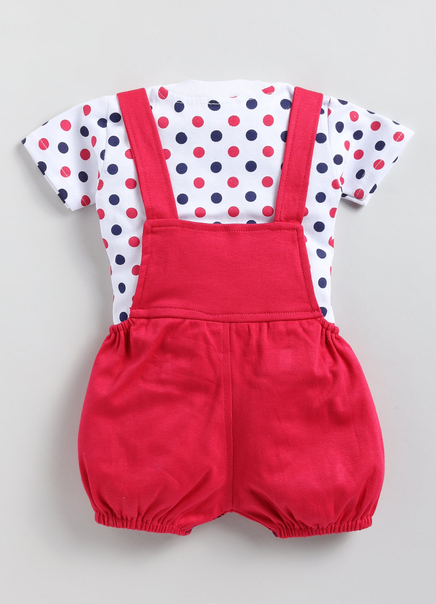 Baby Cotton Dungaree Set with Striped Half-Sleeve T-Shirt