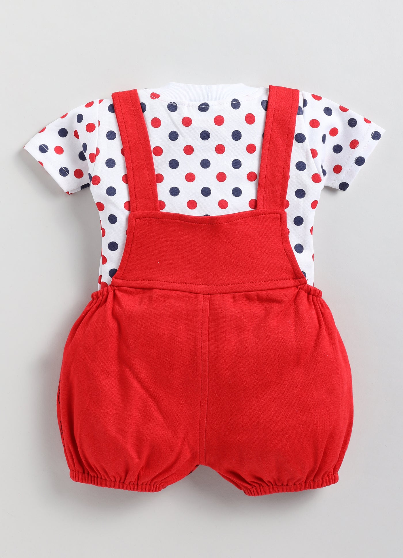 Baby Cotton Dungaree Set with Striped Half-Sleeve T-Shirt