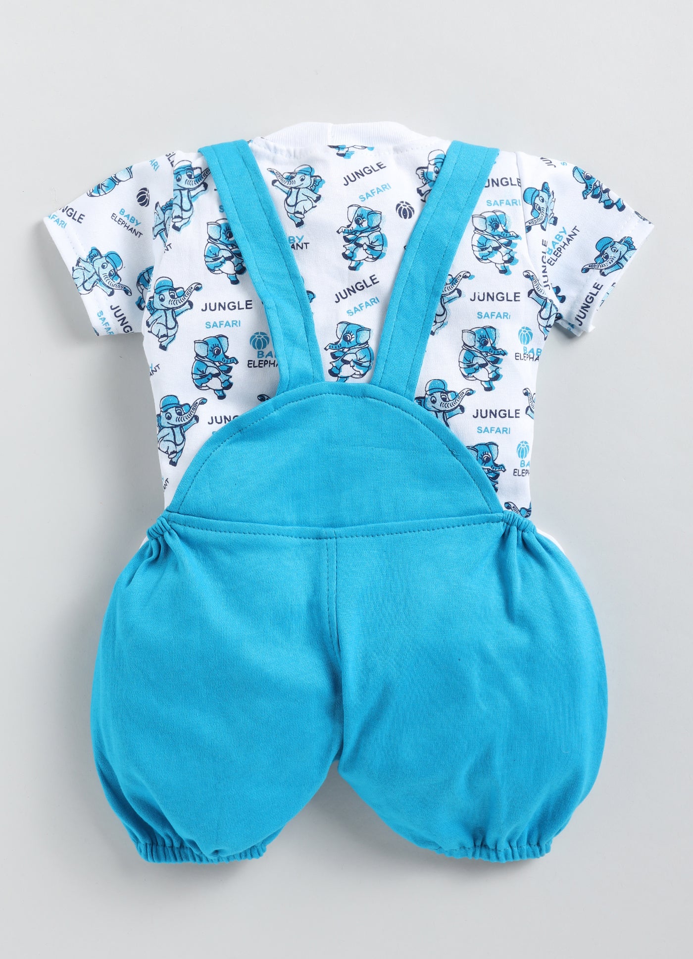 Baby Cotton Dungaree Set with Striped Half-Sleeve T-Shirt