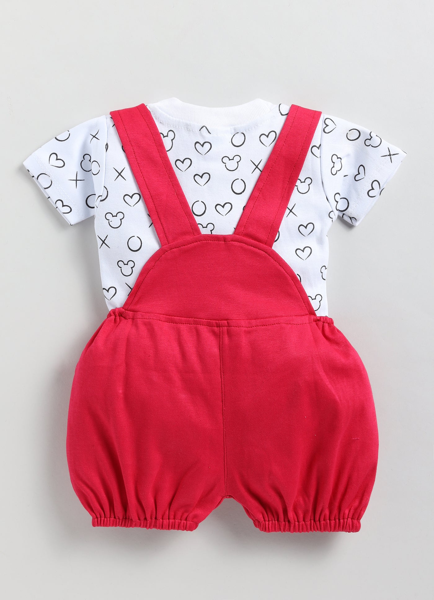 Baby Cotton Dungaree Set with Striped Half-Sleeve T-Shirt