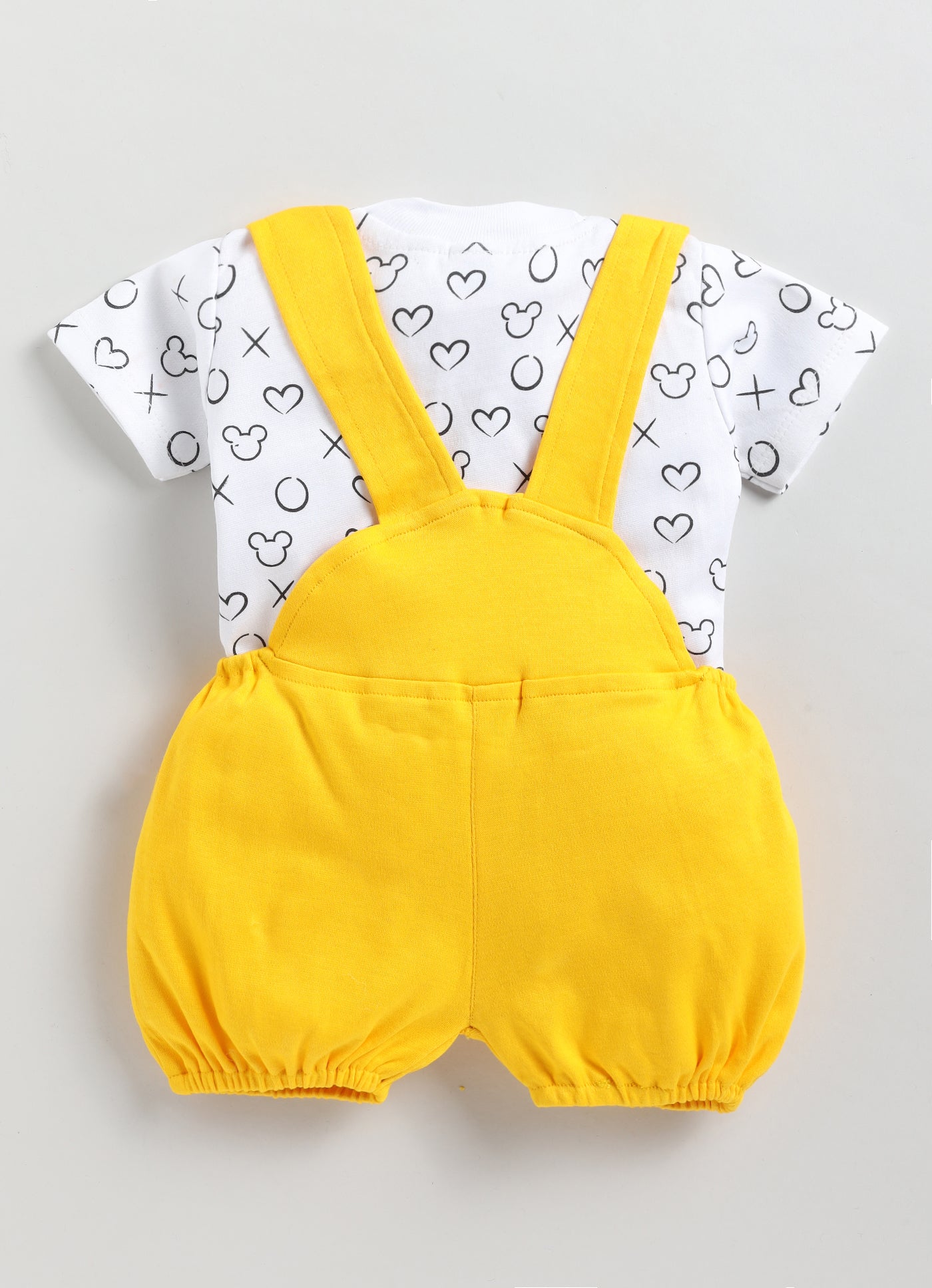 Baby Cotton Dungaree Set with Striped Half-Sleeve T-Shirt