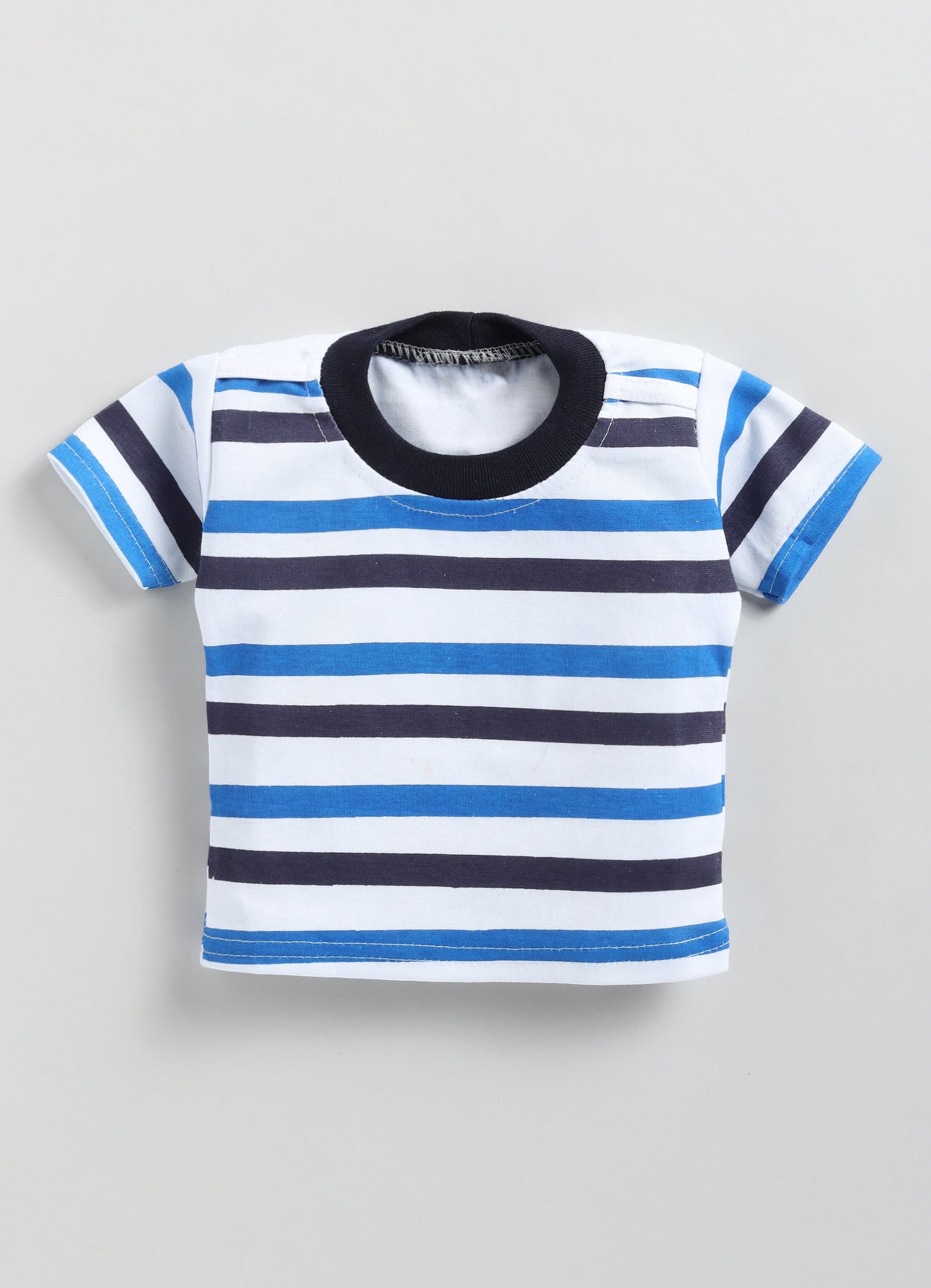 Baby Cotton Dungaree Set with Striped Half-Sleeve T-Shirt