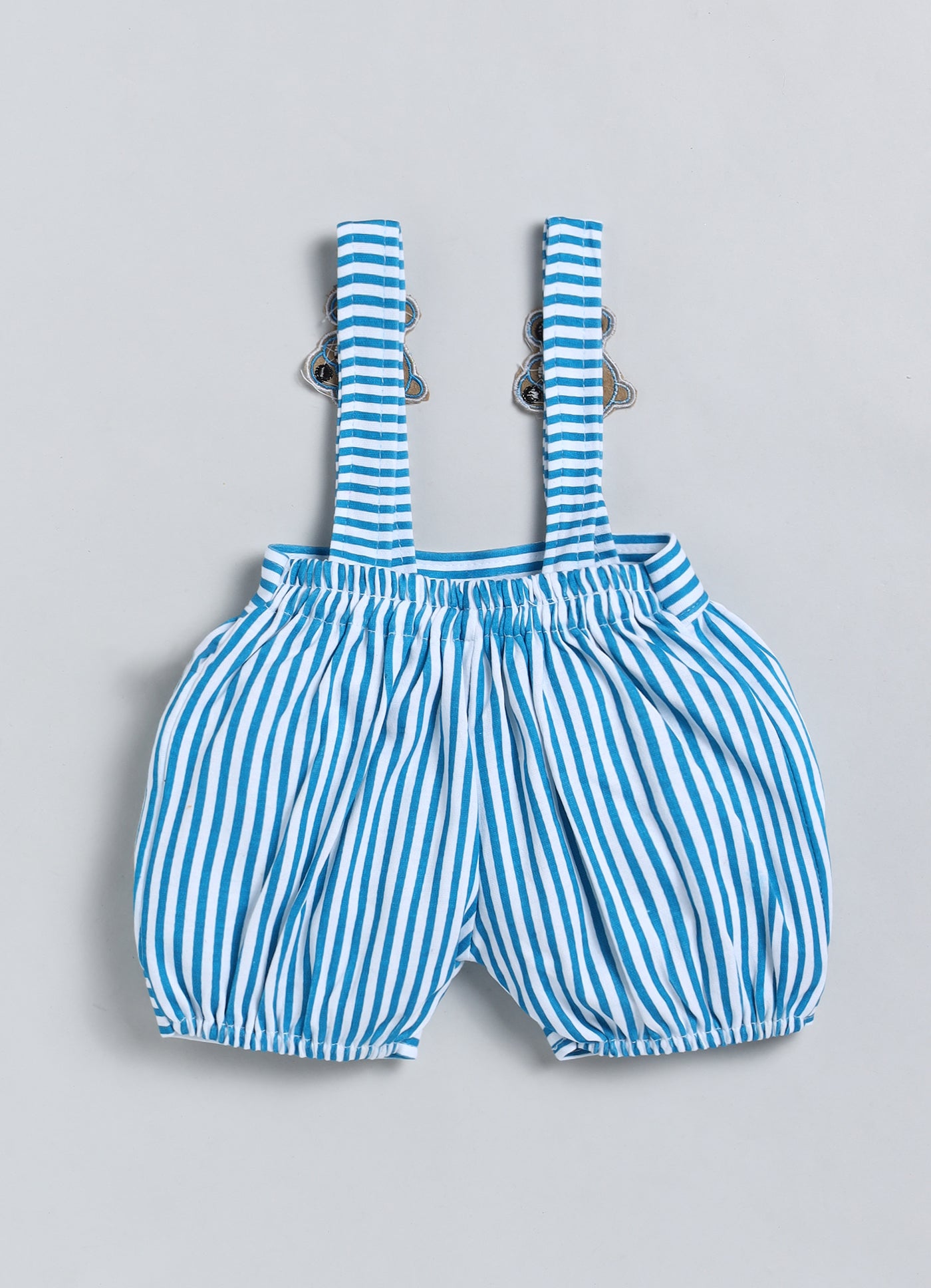 Baby Cotton Dungaree Set with Striped Half-Sleeve T-Shirt