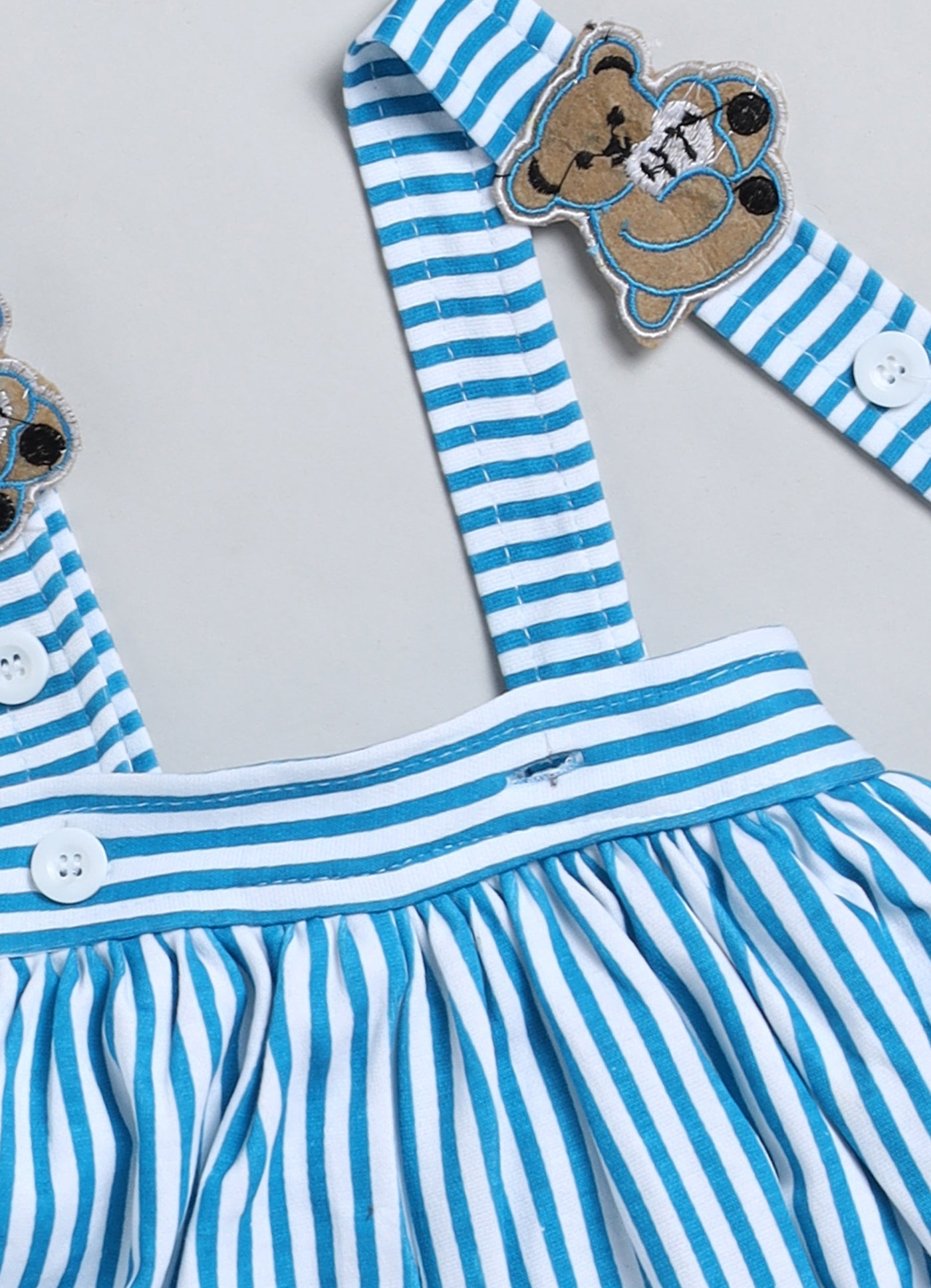 Baby Cotton Dungaree Set with Striped Half-Sleeve T-Shirt